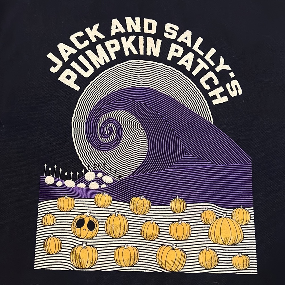 Nightmare Before Christmas Jack and Sally Pumpkin Patch Canvas‎ Tote